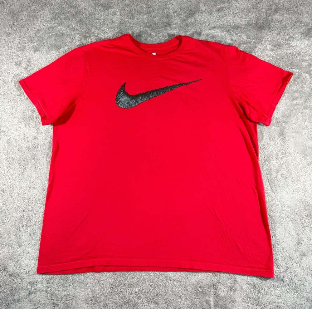 Nike Red Textured Swoosh Big Logo Athletic Cut T-Shirt XXL